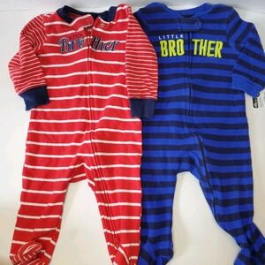 Carters Baby Boy 6 Mo Footed Sleepers Little Brother‎ Pajamas Clothes Lot Bundle